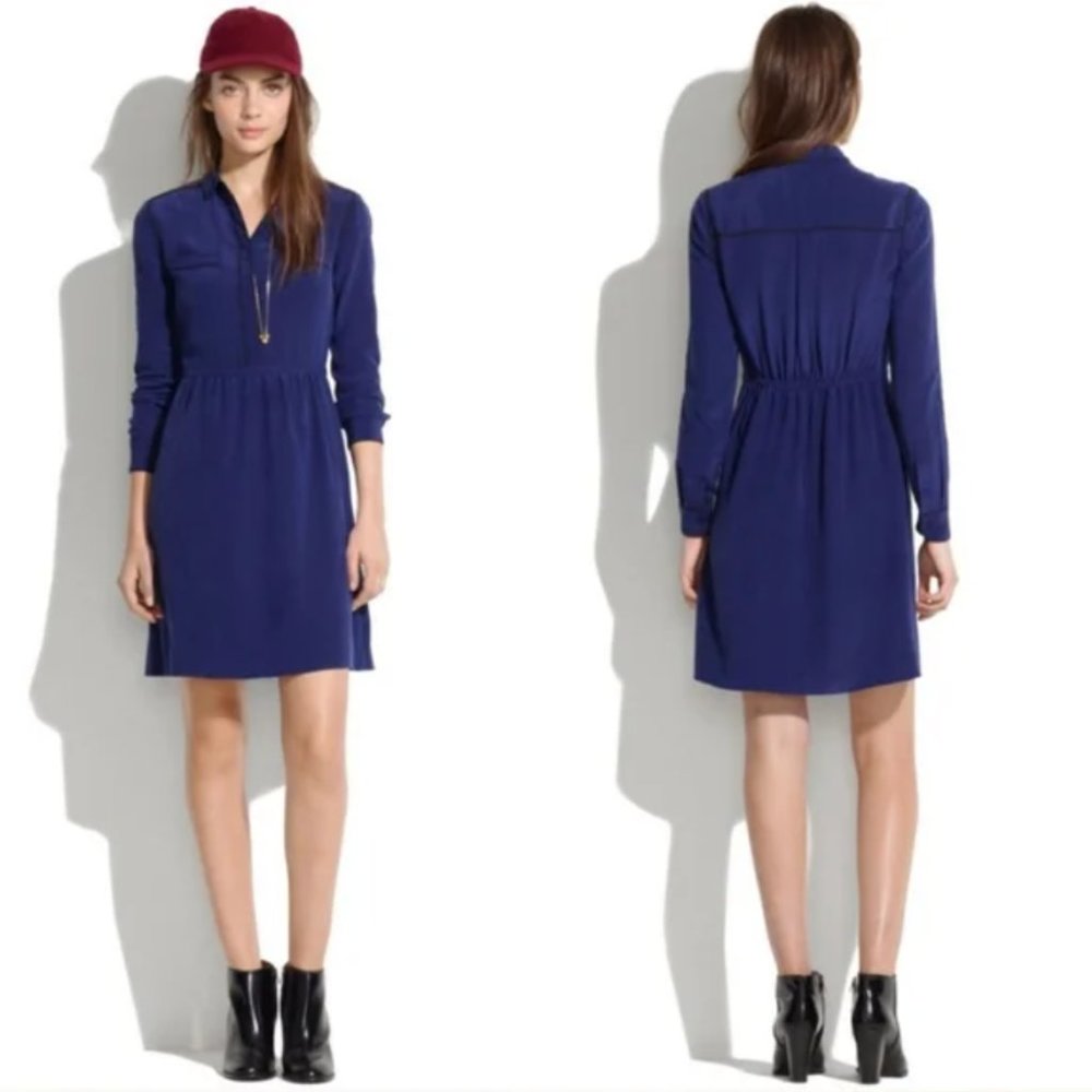 Madewell blue silk cinema dress size 6